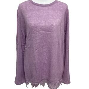new Halogen Lilac Sweater size S Fringe Hem Eyelet Light weight